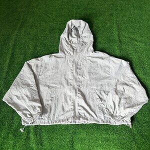 LAB Studio Vivid Lauren Oversized Cropped Windbreaker Running Jacket Hooded M/L